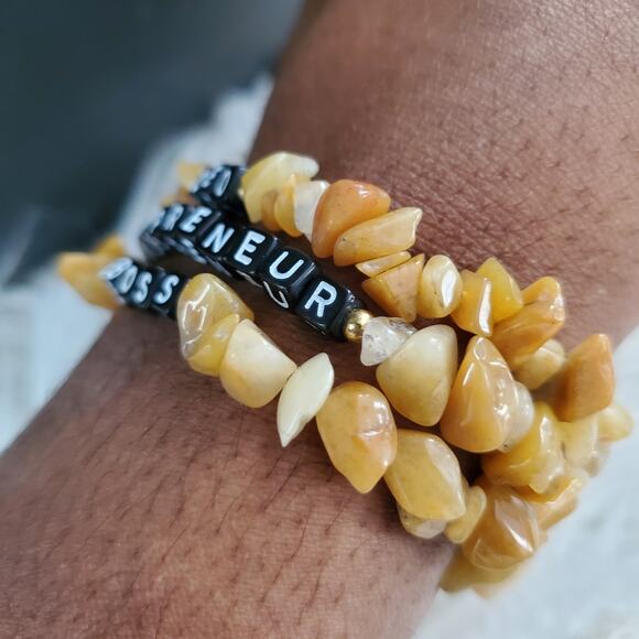 Hand Crafted Topaz Chip Boss Statement Inspiration Bracelet Set - Picture 3 of 4